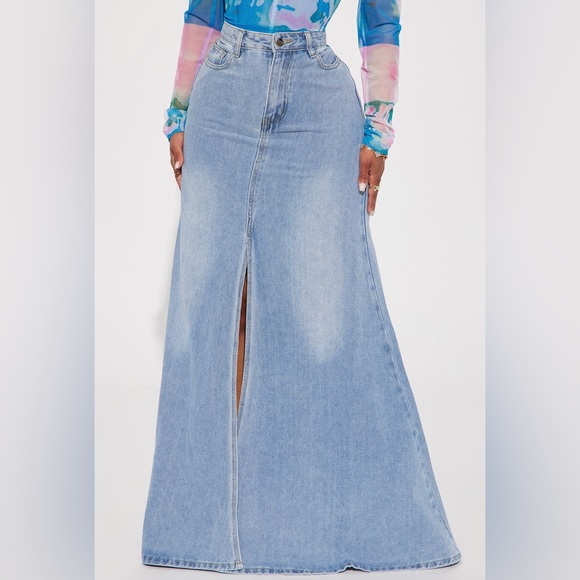 Fashion Nova Dresses & Skirts - Fashion Nova Walk All Over Me Denim Maxi Skirt